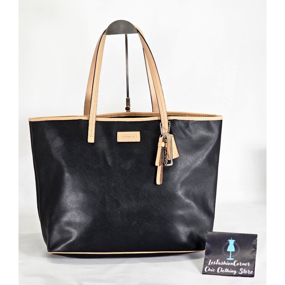 Coach Women's Black Saffiano Leather City Metro Park Tote Bag Sz L 2175